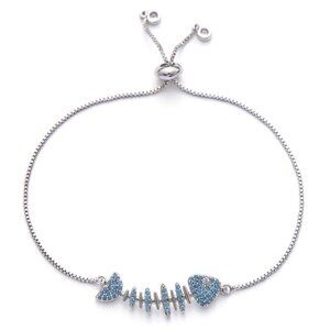 Turquoise Fishbone Silver Bracelet